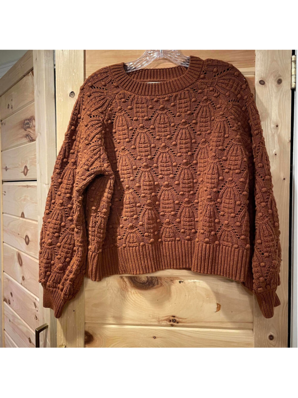 Harper Heritage Brown Textured Knit Crew Neck Sweater